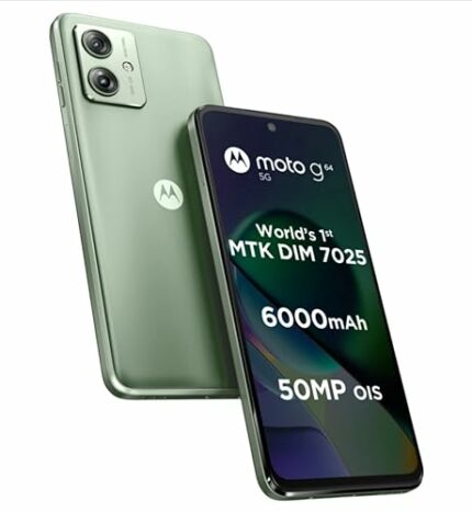 Motorola G64 5G (Mint Green, 12GB RAM, 256GB Storage) | Expandable Upto 2TB | Upto 24GB RAM with RAM Boost | 50MP (OIS) + 8MP | 16MP Front Camera | MediaTek Dimensity 7025 Processor | 6000 mAh Battery