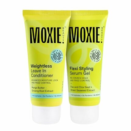 Moxie Beauty Wavy Vibe Setter Travel Duo | 94% Hair Moisture Retention | For Curly & Wavy Hair | Tackles Frizzy & Dry hair | Flexi Styling Serum Gel (50ml) & Weightless Leave-In Conditioner (50ml)