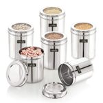 NATULIX 1 Kg Stainless Steel Containers for kitchen with See Through Lid | Kitchen Containers Set | Silver (1250ml - 6pcs) Food Grains Capacity - 1kg Approx