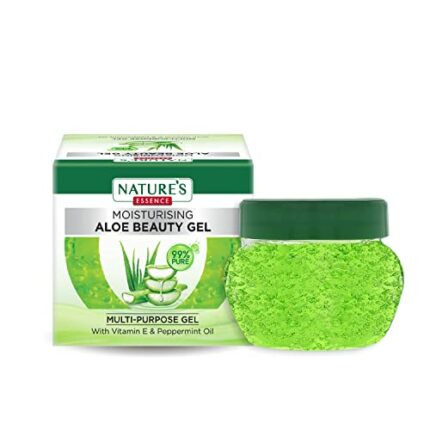 NATURES ESSENCE Moisturising Aloe Beauty Gel With Vitamin E And Peppermint Oil | Multipurpose Gel | 99% Pure Aloe Vera Extracts | For All Skin Types, 50G