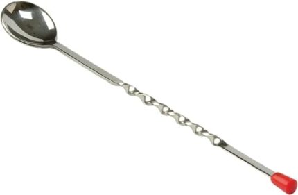 NEOM Stainless Steel Bar Tool | Bar Accessories | 11 inches Curvy Design with red or Multi Colour knob bar Cocktail Spoon | Bar Spoon | Long Spoon | Cocktail Mixer