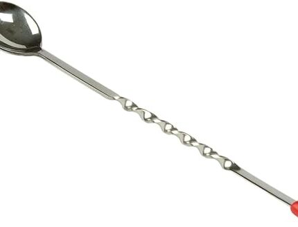 NEOM Stainless Steel Bar Tool | Bar Accessories | 11 inches Curvy Design with red or Multi Colour knob bar Cocktail Spoon | Bar Spoon | Long Spoon | Cocktail Mixer
