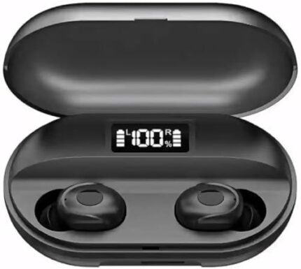 NatureInnovate TruEars Power Series TWS Earbuds with 13mm Bass Driver, Bluetooth 5.1 and IPX-5 Resistant Support with Low Latency Wireless Connection and 60Hours Long Durable Battery Life - Black