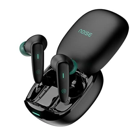 Noise Buds VS402 in-Ear Truly Wireless Earbuds with 50H of Playtime, Low Latency, Quad Mic with ENC, Instacharge(10 min=120 min),10mm Driver, BT v5.3, Breathing LED Lights (Neon Black)