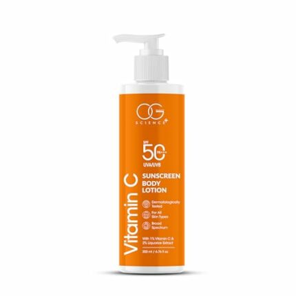 OG BEAUTY SCIENCE SPF 50 PA+++ Sunscreen Body Lotion with Vitamin C & Liquorice Extract - Dermatologically Tested - Broad Spectrum 200 ML