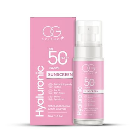 OG BEAUTY SCIENCE SPF 50 PA+++ Sunscreen with Hyaluronic Acid and Ceramide - Dermatologically Tested - Broad Spectrum 50 Ml