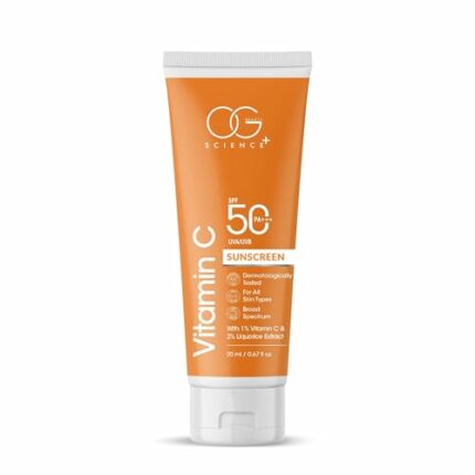 OG BEAUTY SCIENCE SPF 50 PA+++ Sunscreen with Vitamin C & Liquorice Extract - Dermatologically Tested - Broad Spectrum (20 ml)