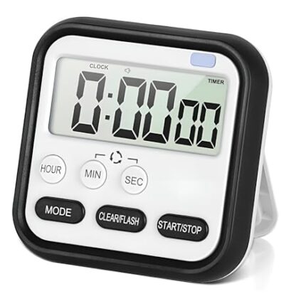 ONICORN® Kitchen Timer Digital Countdown, Magnetic Short Timer Clock with LCD Display with Loud Alarm for Cooking, Sports, Studying, Cooking, Baking, Classroom (Pack of 1, White+Black)