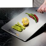 OrganizeMee Large Stainless Steel Cutting Board for Kitchen - Premium Vegetable and Fruit Cutter, Heavy-Duty Metal Chopping Board, Big Size Pad (36 cm X 25 cm)