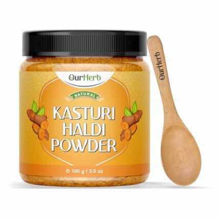 OurHerb Natural Kasturi Haldi Powder for Face Beauty (100g | 3.5 Oz) | Wild Turmeric | Kasturi Manjal for Glowing Skin | 100% Pure, Chemical-Free, Preservative-Free | Skin Care for All Skin Types.