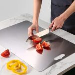 PANCA Stainless Steel Chopping Board 36 * 25 cm Big Size Vegetable Chopper Board for Kitchen, Fruits and Dryfruit Cutter, Atta Kneader