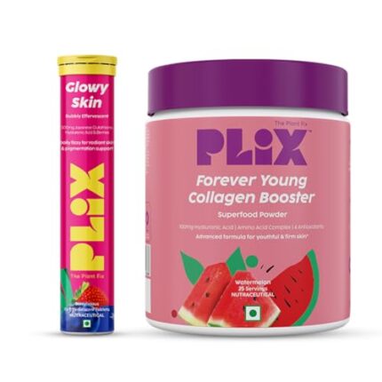 PLIX - THE PLANT FIX Beauty Glow Combo Glutathione 15 Effervescent Tablets And Collagen Builder Powder (200G) Combo For Youthful And Glowy Skin