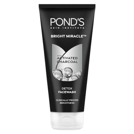 POND'S Bright Miracle Detox Facewash | 10X Power of Activated Charcoal| For Deep Cleaned Skin | Reveals Glow, Pollution Clear Face Wash, 200gm