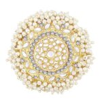 Peora Gold Plated Kundan & Beads Studded Round Hair Bun Pin Fashion Head Accessories for Women & Girls (1 Pc)