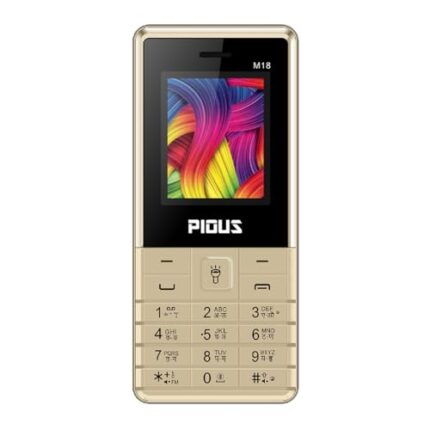 Pious M18 Dual Sim Mobile Phone (1.8 inch Display, Wireless FM Radio, 3000 mAh Battery, Made in India, Gold)