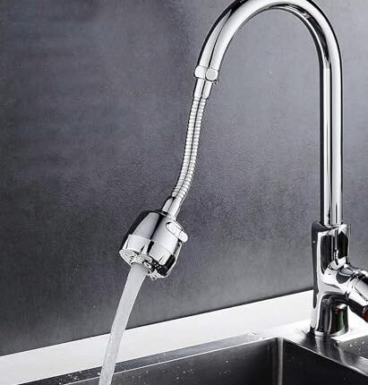 Polished Tap Extender For Kitchen Sink, 360 degree rotating tap for kitchen sink, Flexible Tap Filter Faucet For Kitchen Sink Tap Extension For Kitchen, Bathroom Tap, Kitchen Tap,Chrome (Tap Extender)