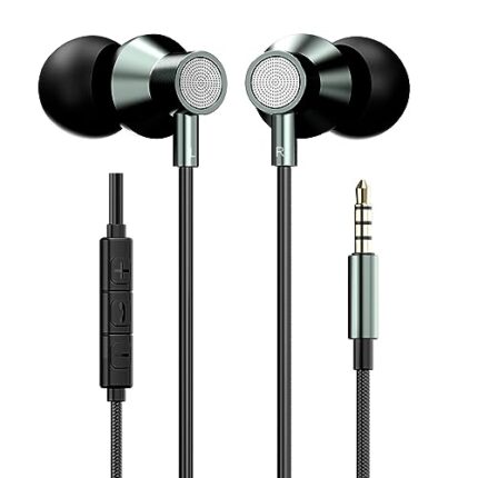 Portronics Conch Tune A in Ear Wired Earphones with Mic, 3.5mm Audio Jack, 10mm Driver, 1.2m Nylon Braided Anti Tangle Wire, in line Controls, Metal Alloy Body, Wide Compatibility