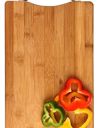 RYLAN Bamboo Chopping Board/Vegetable Cutting Board for Kitchen with Metal Handle | Natural Bamboo | Recyclable | Biodegradable (32cm X 22cm)