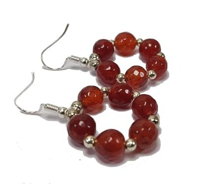 Red Carnelian Diamond Cut Round Bead Erring Stone Women Beads Erring Set Healing Crystal Gemstone Jewelry Shape
