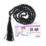 Remedywala Certified Natural Crystal Black Obsidian mala Natural Crystal Stone 6 mm 108 Beads Jap Mala for Meditation, Pooja, Chanting, Wearing/Black Obsidian mala 108 beads original