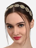 Rose Petals Matha Patti Sheesh Patti Head Chain Traditional Headband Kundan Studded Hairband Jewellery Hair Chain (Mang Patti)