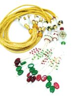 SHARALLE Adjustable Pearl Necklace Back Rope Dori for Silk Thread Jewellery Terracotta and Quilling Jewellery, Dori Necklace Back Rope with Tassel (15 Inch, 3 Pieces)