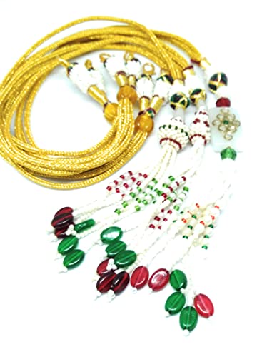 SHARALLE Adjustable Pearl Necklace Back Rope Dori for Silk Thread Jewellery Terracotta and Quilling Jewellery, Dori Necklace Back Rope with Tassel (15 Inch, 3 Pieces)