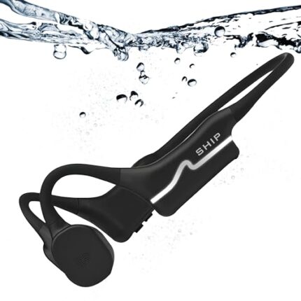 SHIP Marine 360 Pro Series Waterproof Bone Conduction Open-Ear Open Ear Headphones|Built-in 32Gb Memory|Sweatproof|Ipx68 Bluetooth Headphones for Running,Cycling,Swimming (Colour-Raven Black)