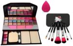 SHISHI TYA Fashion 6155 Multicolour Makeup Kit with 7Pcs Black Makeup Brushes with 1 Pink Beauty Makeup Blender - (Pack of 9)