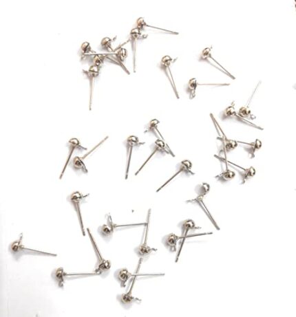 SIJCM 200 Pieces Ball Post Earring Studs - 4mm Round Ball Ear Pins with Loop for DIY Jewelry Dangle Earring Making