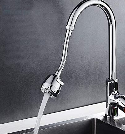 SKADIOO Stainless Steel 360 Degree Flexible Tap Extender for Kitchen Sink,Tap Shower Sprinkler Metal Hose 360 Degree Rotation Adjustable,Saving Water Faucet/Tap,Tap Extension,Faucet Shower,Silver