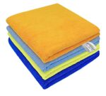 SOFTSPUN Microfiber Cleaning Cloths, 4pcs 40x40cms 340 GSM Multi-Colour! Highly Absorbent, Lint and Streak Free, Multi -Purpose Wash Cloth for Kitchen, Window, Stainless Steel, silverware.