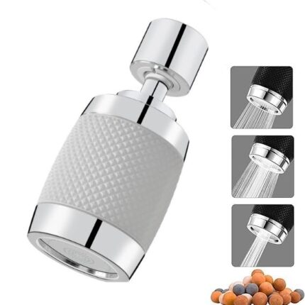 SOLDTRUE Kitchen Faucet Head 360° Rotatable 3-function Faucet Sprayer Replacement Nozzle Anti -Splash for Kitchen Sink(White)
