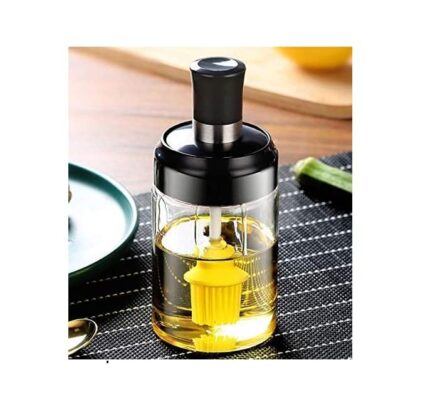 STARKENDY 250 Ml Glass Oil Dispenser With Basting Brush,Oil Ghee Containers For Kitchen Oil Brush For Bbq Pastry Grill Baking Kitchen Cooking (Pack Of 1, Multi)