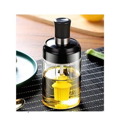 STARKENDY 250 Ml Glass Oil Dispenser With Basting Brush,Oil Ghee Containers For Kitchen Oil Brush For Bbq Pastry Grill Baking Kitchen Cooking (Pack Of 1, Multi)