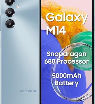 Samsung Galaxy M14 4G (Arctic Blue,4GB,64GB) | 50MP Triple Cam | 5000mAh Battery | Snapdragon 680 Processor | 2 Gen. OS Upgrade & 4 Year Security Update | 8GB RAM with RAM Plus | Without Charger