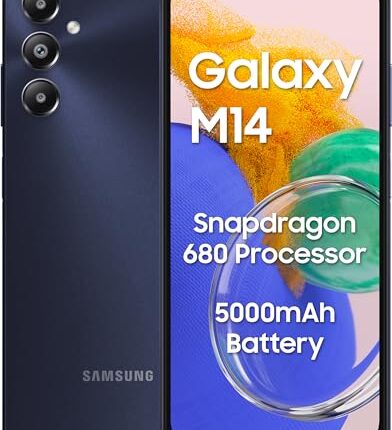 Samsung Galaxy M14 4G (Sapphire Blue,4GB,64GB) | 50MP Triple Cam | 5000mAh Battery | Snapdragon 680 Processor | 2 Gen. OS Upgrade & 4 Year Security Update | 8GB RAM with RAM Plus | Without Charger