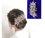 Samyak Wedding Hair Accessories Tiara For Bridesmaid Engagement Bride Pearl & Crystal Hair Jewellery Set (Baby Pink)