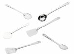 SgnoraWare Stainless Steel Heavy Gauge(1.2 MM) Elite Table/Serving Tools with Oval Spoon(Chamcha),Skimmer(Jharni),Ladle(karchi),Pan Spoon(Chamach).Slotted and Plain Turner(Palta) No.3 Set/6