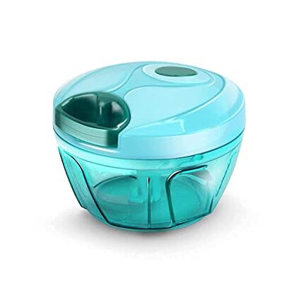 Skuas Vegetable Hand Chopper Round Large (450 ml) Multipurpose Vegetable Chopper, Dry Fruit and Onion Quick Chopper Machine for Kitchen with 3 Stainless Steel Blade and Whisker (Multicolor)