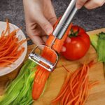 Solitude Dual 2-in-1 Peeler and Slicer for Vegetables and Fruits with Julienne and Serrated Blades - Stainless Steel Kitchen Gadget Tool