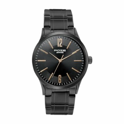 Sonata Poze Quartz Analog Black Dial Metal Strap Watch for Men-SP70022NM01W