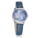 Sonata Poze Quartz Analog Blue Dial PU Leather Strap Watch for Women-SP80028SL01W