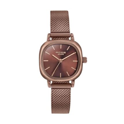 Sonata Poze Quartz Analog Brown Dial Mesh Strap Watch for Women-SP80024QM02W