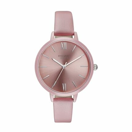 Sonata Poze Quartz Analog Pink Dial Leather Strap Watch for Women-SP80075KL01W