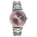 Sonata Poze Quartz Analog Pink Dial Metal Strap Watch for Women-SP80014SM01