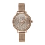 Sonata Poze Quartz Analog Rose Gold Dial Mesh Strap Watch for Women-SP80071WM01W