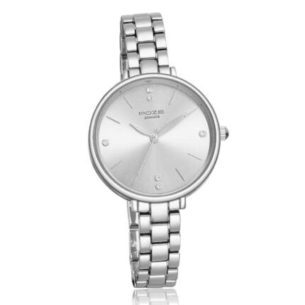 Sonata Poze Quartz Analog Silver Dial Metal Strap Watch for Women-SP80018SM01W