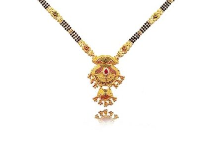 Soni Jewellery Ethnic Traditional One Gram Gold Glorious Long Chain Black Beads 30 inch Long Mangalsutra/Tanmaniya/Nallapusalu/Mangalsutra for Women