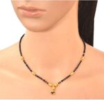 Soni Jewellery Mangalsutra Gold Plated Brass Pearl With Black Bead Tanmaniya Nallapusalu Chain for Women